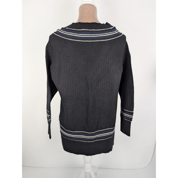 Rag and Bone Dianna Sweater Sz S Black Rugby Polo Preppy Oversize Retro - Picture 3 of 10